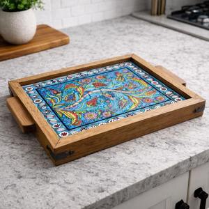 Bandeja de madera estampada para habitación de bebé, bandeja de madera estampada para el cuidado del bebé, para almacenamiento de pañales y lociones, suministro al por mayor de bandejas de servicio - Product Image 1