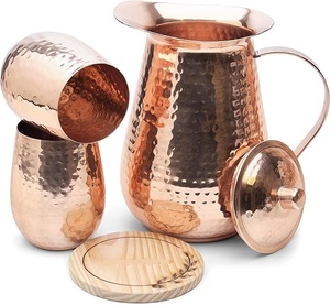 Ensemble de carafes en cuivre avec 1 pichet et 6 verres, design vintage pour la maison - Product Image 6