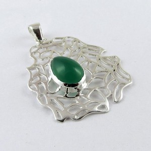 Colgantes de Plata de Ley 925 con Ónix Verde Creado por Big Ray Light, Joyería de Plata de Diseño Hecha a Mano al por Mayor, Estilo Bohemio - Product Image 2