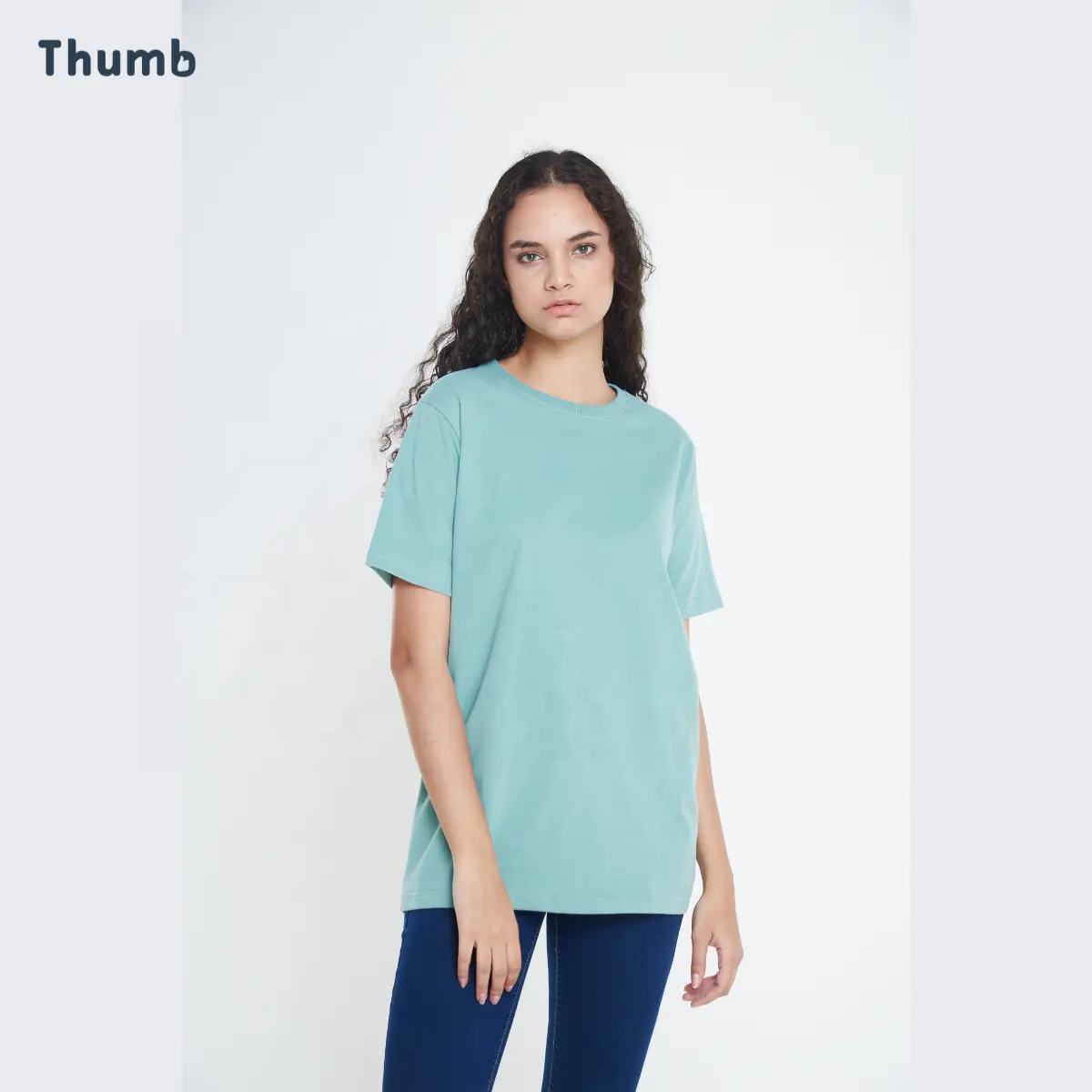 Kaus untuk wanita atasan katun hijau Mint untuk musim gugur 2023 warna panas desain Logo kustom dan Label pribadi