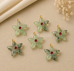 Pendentif en pierre précieuse de préhnite sculptée en forme d'étoile de mer de 15 mm pour la fabrication de bijoux inspirés de l'océan, accessoires côtiers, fournisseur en gros - Product Image 2