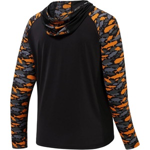 Men's Black Hooded Fishing <b>Shirt</b> With Orange <b>Fish</b> Print Long Sleeve UPF 50 Anti-UV Protection Pullover Outdoor Wear - Product Image 3
