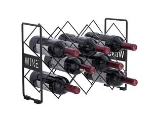 Unidad de Almacenamiento de Vino Multifuncional para Montar en la Pared con Estantes Flotantes de Madera, Organizador de Botellas de Vino de Estilo Industrial que Ahorra Espacio - Product Image 1