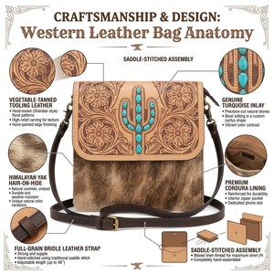 Bolso Bandolera de Cuero Tejido a Mano, Estilo Boho Occidental, con Patrón Geométrico, Bolso de Mano Vintage para Mujer - Product Image 6