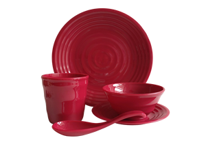 Fabriqué à Taïwan, vaisselle écologique PGT, ensemble de 5 pièces pour un usage quotidien et le camping - Rouge classique - Product Image 5