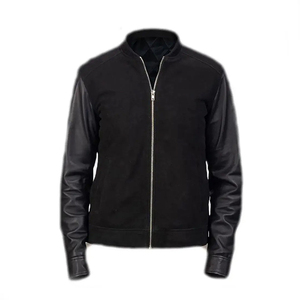 2026 OEM Hot Trending New Custom-Made Men's Black <b>Wool</b> Bomber Jacket Winter Stand Collar Front Logo Waterproof Eco-Friendly Low - Product Image 1