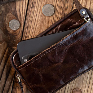Portefeuille-clutch de luxe en cuir véritable avec plusieurs compartiments zippés pour cartes, sangle amovible, idéal pour les voyages et les affaires, à vendre. - Product Image 5