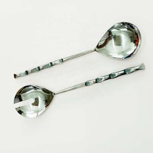 Mango de extremo de corte Chapado en plata con cuchara, tenedor, juego de utensilios de cocina con cuchara y tenedor de fruta, juego de servidor de ensalada, nuevo - Product Image 2