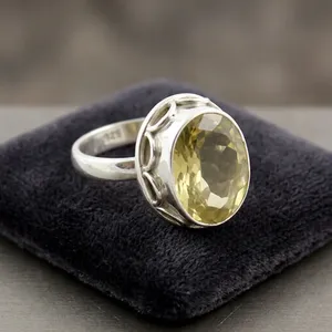 Lemon Quartz 925 Sterling Silver Ring Handmade <b>Vintage</b> Style Oval Cut Natural Gemstone Jewelry for Women - Product Image 4