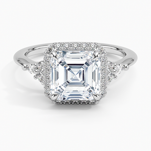 Bague BOJ 056 en argent 925, coupe Asscher, avec halo de diamants Nadia, moissanite 2 carats couleur D VVS1 certifiée GRA, bague de mariage à prix réduit - Product Image 1