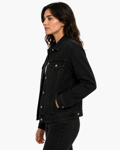 Chaqueta Vaquera Negra Personalizada para Mujer |   Chaqueta Vaquera Vintage Lavada al por Mayor |   Ropa de Moda de Marca Privada OEM - Product Image 4