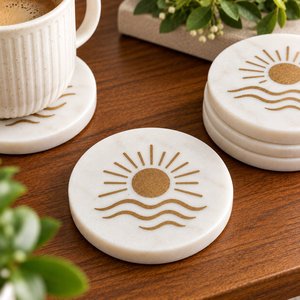 white marble shell <b>coaster</b> gold shell inlay square <b>coaster</b> coastal <b>coaster</b> seashell <b>coaster</b> natural stone <b>drink</b> <b>coaster</b> handmade - Product Image 4