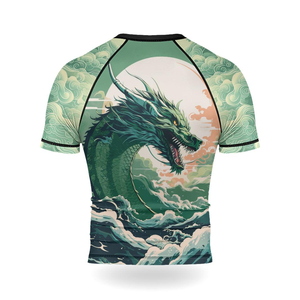 เสื้อรัดกล้ามเนื้อสำหรับ MMA BJJ แบบ OEM ออกแบบเองได้ พิมพ์ลายแบบ Sublimation แขนสั้น ยูนิเซ็กซ์ คุณภาพสูง สำหรับกีฬา Grappling - Product Image 3