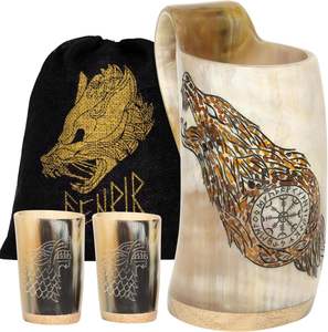 Mug et tasse en corne de Viking au design naturel, tasse à boire en corne, tasse nautique Handal, pour boire du vin - Product Image 3