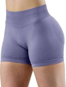 Shorts de yoga pour femmes, personnalisés, sans couture, respirants, couleur unie, taille élastique, poche latérale - Product Image 4