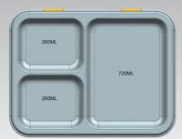 Stevige Bloesem RVS 3-delige 1240ml Lekvrije Luchtdichte BPA-vrije Vaatwasserbestendige Ecologische Verwarmbare Lunchbox