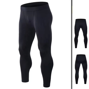 Men Compression <b>Pants</b> Full Length Solid Color <b>Spandex</b> Nylon Elastic Waistband - Product Image 5