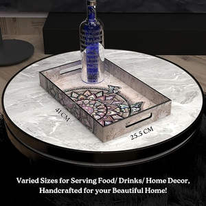 Unique Piece Silicone Eco-Friendly Fashionable Classic Serving <b>Tray</b> with <b>Enameled</b> Printed Rectangle Design for Party Home Use - Product Image 2