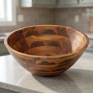 Assiettes et bols en bois, saladier en bois, bol en bois d'acacia, personnalisation de la taille et nouveaux styles disponibles par Falak World Export - Product Image 1