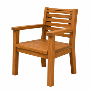 Chaise de jardin en teck massif avec dossier à lattes et accoudoirs, design moderne confortable pour salon, meubles en bois durables - Product Image 3
