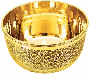 Bol à glace de luxe en laiton martelé, motif floral, vaisselle artisanale, prix d'usine, vente en gros, gravure possible - Product Image 4
