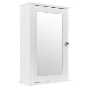 Mobiletto da Bagno Bianco a Singola Anta con Illuminazione LED, Mensola Rettangolare di Design Lussuoso per Uso Interno - Product Image 6