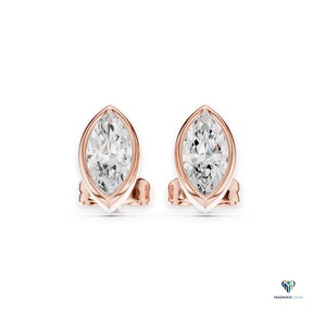 Ensemble de bijoux trois pièces en or rose 2,50 carats avec diamants de laboratoire taille marquise, serti clos en or massif 18 carats, comprenant un pendentif et des boucles d'oreilles - Product Image 1