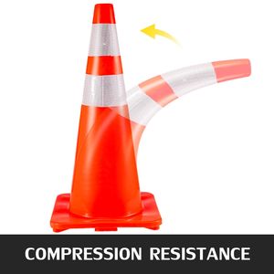 Confezione da 6 Coni Stradali in PVC Arancione da 28 Pollici con Collare Riflettente per Parcheggio, Formazione e Segnalazione del Traffico - Product Image 5