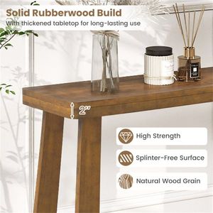43\" Space-Saving Entryway Console <b>Table</b> <b>Walnut</b> Solid Rubber Wood for Small Hallways - Product Image 5