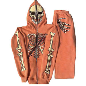 Conjunto Deportivo Casual de Otoño para Hombre, Sudadera con Capucha y Cremallera Completa, Pantalones Anchos, 400gsm, 100% Algodón, Personalizable al Por Mayor - Product Image 5
