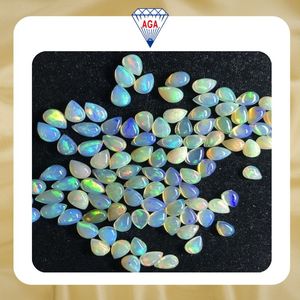 Natural Ethiopian <b>Opal</b> Cabochon Pear Shape Calibrated White Pink Green AAA Quality Loose Gemstone Wholesale Jewelry Making - Product Image 6