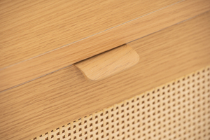 Sleek 2-Drawer <b>Bedside</b> <b>Table</b> <b>Rattan</b> Wooden Nightstand for Small Space Apartment and Living Room - Product Image 4