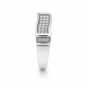 925 Sterling <b>Silver</b> <b>Mens</b> Diamond Cluster Rectangular Signet <b>Ring</b> Vintage Inspired Design High Polish Finish Wedding Party Daily - Product Image 3