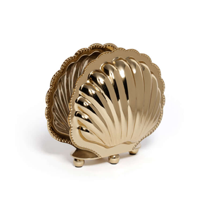Metal <b>Napkin</b> Holder Gold Seashell Design Decorative Tissue <b>Dispenser</b> Luxury Tabletop <b>Napkin</b> Stand Elegant Dining Table Organizer - Product Image 1