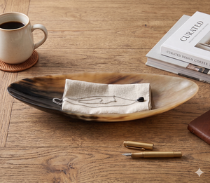 Bol à salade et à fruits vintage en corne de buffle sculptée, vaisselle indienne en corne, idéal pour les cadeaux d'affaires - Product Image 5