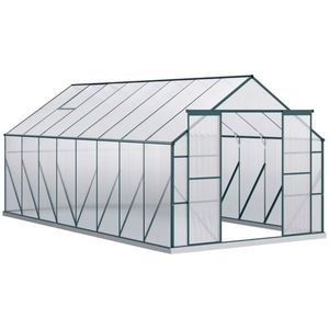 Serre Moderne en Aluminium 16FT X 8FT avec Verre Trempé et Polycarbonate pour Culture Hydroponique, Utilisation en Jardin, Options Bois, Acier, Plastique - Product Image 6
