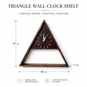 Triangle Wooden Wall <b>Clock</b> Digital <b>Battery</b> Powered Hanging Decorative Feng Shui Design for Living Room Entryway - Product Image 2