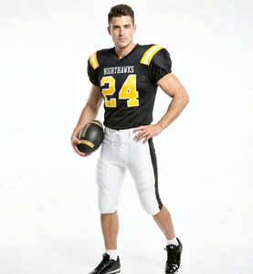 Quick Dry Anti-Bacterial Breathable American Football Uniform Set Black/Yellow Color Combination Premium Quality 100% Polyester - Product Image 3