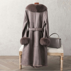 Manteau long en sherpa tricoté élégant à manches longues pour femmes et hommes, grandes tailles, collection automne - Product Image 2