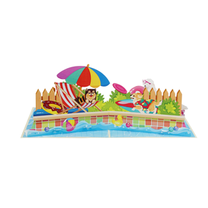 <span class=keywords><strong>Carte</strong></span> pop-up 3D personnalisée pour fête de piscine canine, <span class=keywords><strong>carte</strong></span> de vœux faite à la main, <span class=keywords><strong>invitation</strong></span> créative sur le thème des animaux de compagnie, <span class=keywords><strong>carte</strong></span> cadeau, vente en gros - Product Image 3
