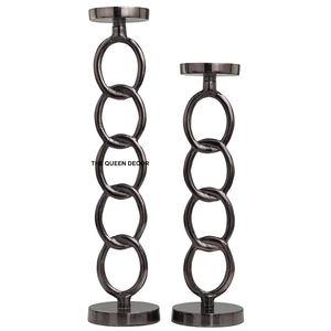 Candelabros Decorativos Modernos Personalizables de Aluminio Plateado en Forma Redonda para Centros de Mesa - Product Image 2