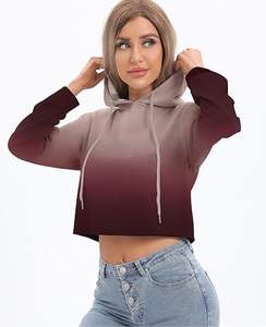 Sweat-shirt court tendance pour femmes avec cordon de serrage, style décontracté ombré pour l'automne - Product Image 5