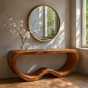 Mesa Consola Vintage Moderna Hecha a Mano, Mesa de Madera Maciza Natural de Alta Calidad para Sala de Estar, Muebles de Apartamento - Product Image 2