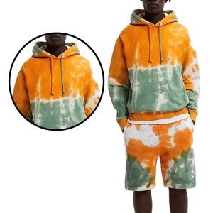 Ensemble de survêtement pour homme, coupe oversize, en molleton 100% coton respirant, avec sweat à capuche et short, effet délavé, dernier design. - Product Image 6