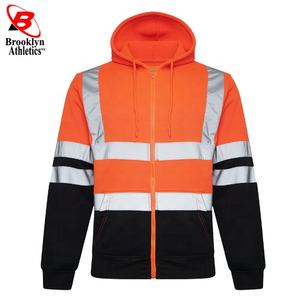 Nuevo estilo Ropa de trabajo para hombres Sudadera con capucha Cremallera Chaqueta reflectante de seguridad de la mejor calidad Logotipo personalizable de alta visibilidad-Algodón de poliéster - Product Image 6