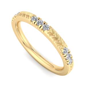 Anillo de Eternidad de Lujo Chapado en Oro Rosa con Diamantes Cultivados en Laboratorio de Corte Brillante y Patrón de Hoja de Trigo Grabado, Certificado IGI - Product Image 3