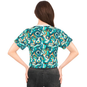 Haut court moulant à col profond pour femme, manches longues, look unique, tenue tendance, t-shirt basique à manches longues pour femme - Product Image 2