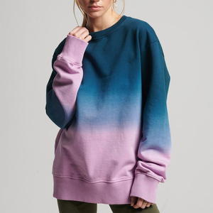 เสื้อสเวตเชิ้ตผู้หญิงทรงโอเวอร์ไซส์ไล่เฉดสี คอกลม แขนยาว ผ้าถักจากใยฝ้ายและใยไผ่ แฟชั่นฤดูใบไม้ร่วง - Product Image 1