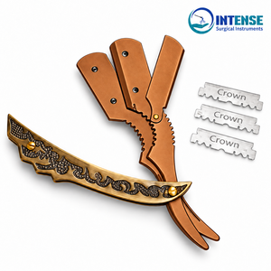 Rasoir professionnel à lame droite, manche doré décoratif, outil de coupe de cheveux Shavette - Product Image 1