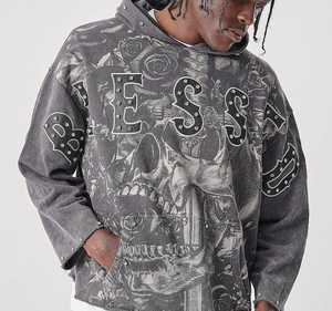 เสื้อฮู้ดดี้ผ้าเฟรนช์เทอร์รี่ 500gsm พิมพ์ลาย DTG คุณภาพสูง สไตล์สตรีทแวร์ รับผลิตตามสั่งพร้อมปักโลโก้ ขายส่งจากโรงงาน สำหรับวัยรุ่นและผู้ชาย - Product Image 1